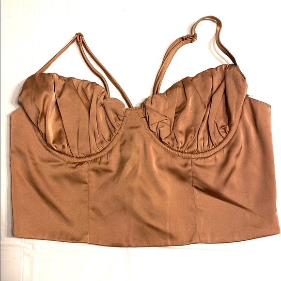 SHEIN Lace-up Back Ruched Bust Crop Cami Top - Picture 3 of 6